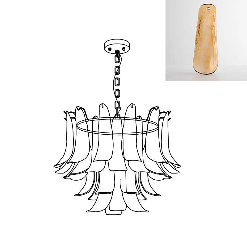 Elegant Glass Leaf Chandelier - Adjustable Height, Energy Efficient Li