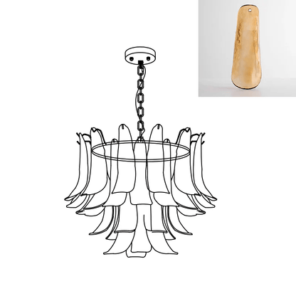 Elegant Glass Leaf Chandelier - Adjustable Height, Energy Efficient Li
