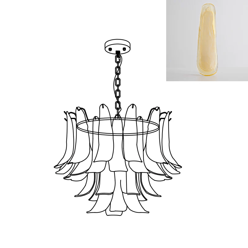 Elegant Glass Leaf Chandelier - Adjustable Height, Energy Efficient Li