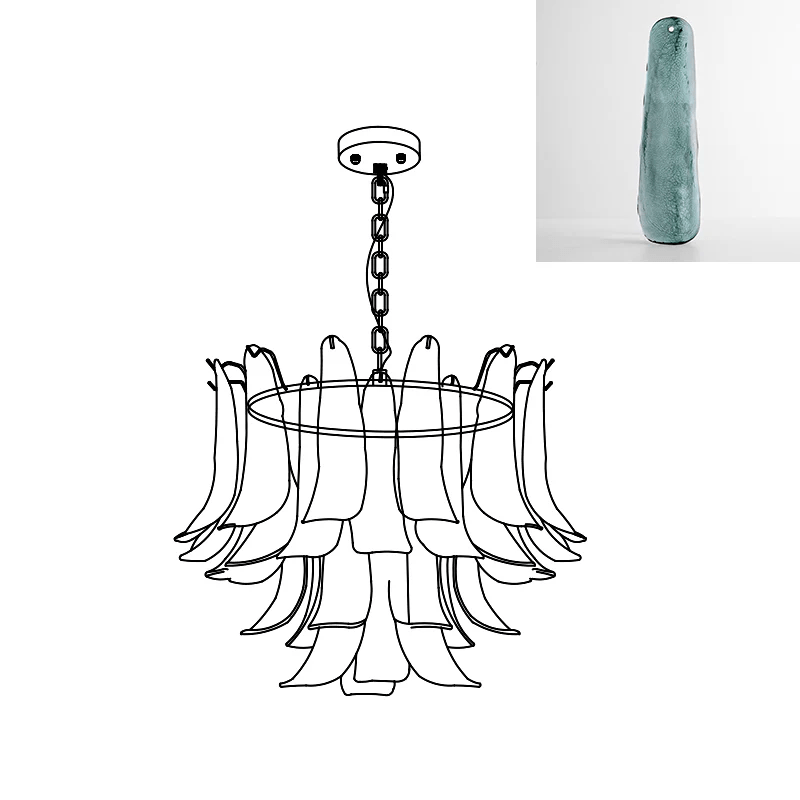 Elegant Glass Leaf Chandelier - Adjustable Height, Energy Efficient Li