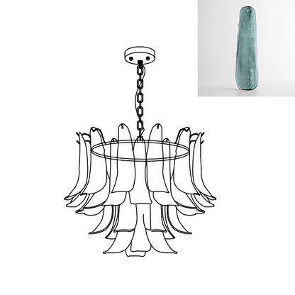 Elegant Glass Leaf Chandelier - Adjustable Height, Energy Efficient Li
