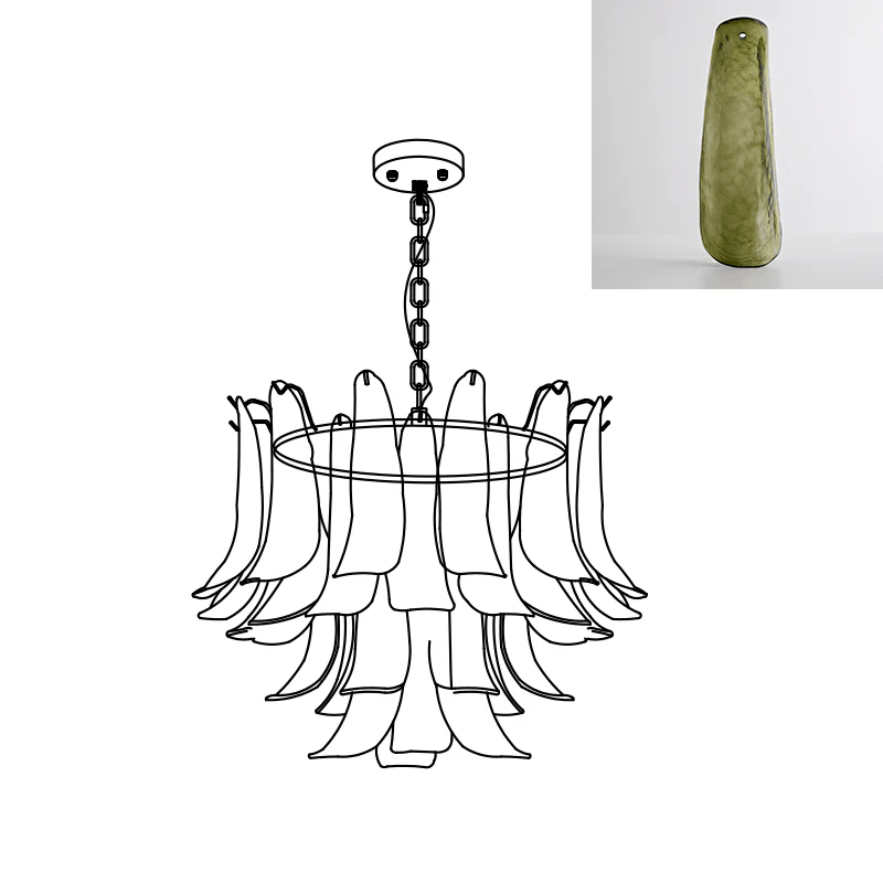 Elegant Glass Leaf Chandelier - Adjustable Height, Energy Efficient Li
