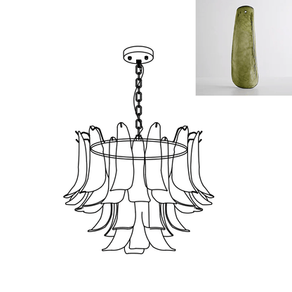 Elegant Glass Leaf Chandelier - Adjustable Height, Energy Efficient Li