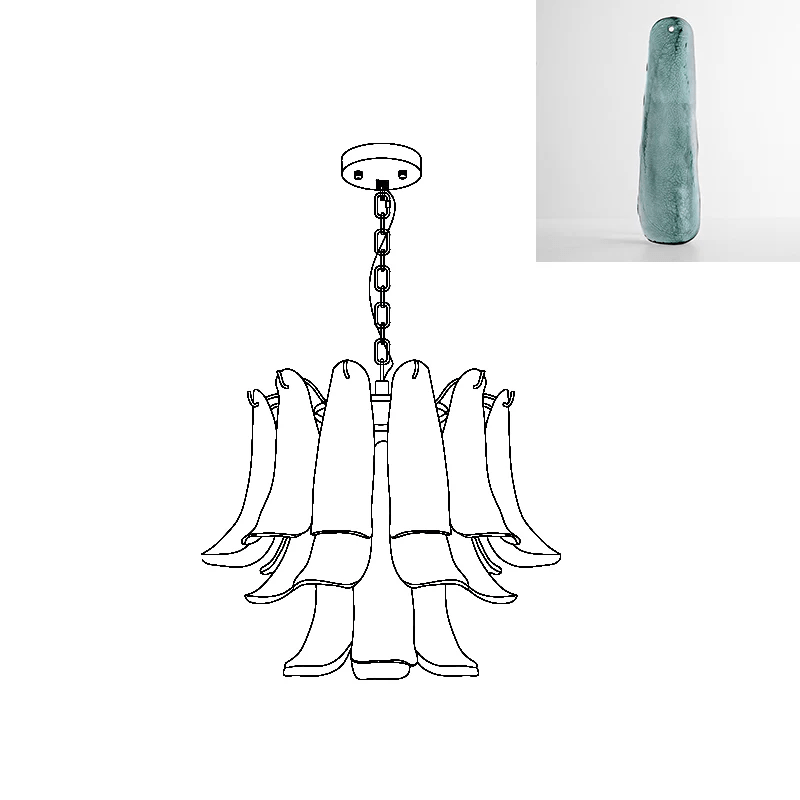 Elegant Glass Leaf Chandelier - Adjustable Height, Energy Efficient Li
