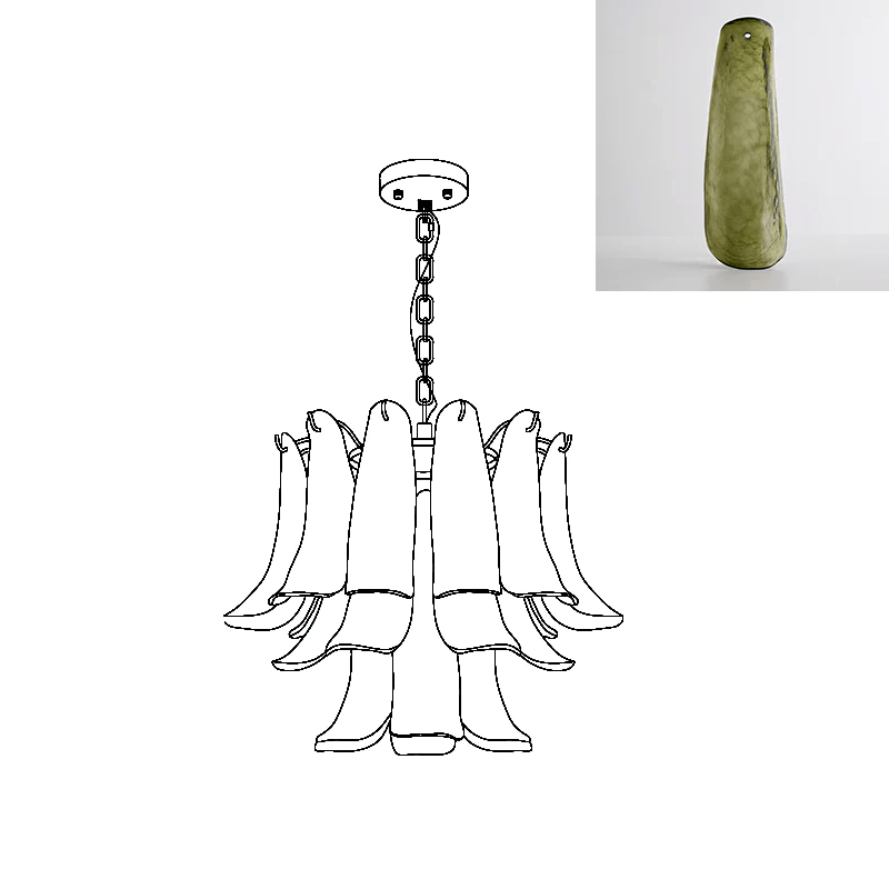 Elegant Glass Leaf Chandelier - Adjustable Height, Energy Efficient Li