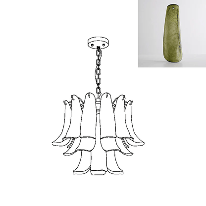 Elegant Glass Leaf Chandelier - Adjustable Height, Energy Efficient Li