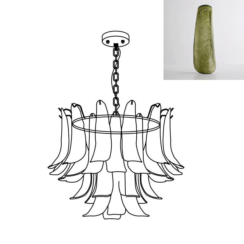 Elegant Glass Leaf Chandelier - Adjustable Height, Energy Efficient Li