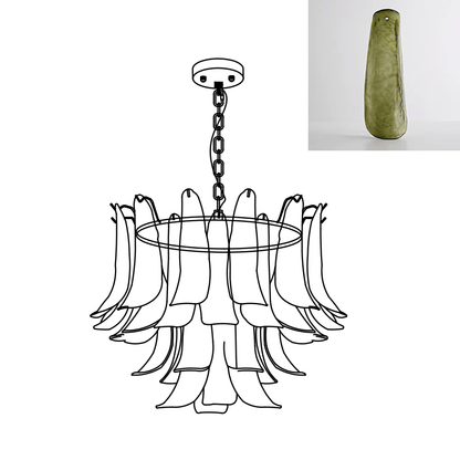Elegant Glass Leaf Chandelier - Adjustable Height, Energy Efficient Li