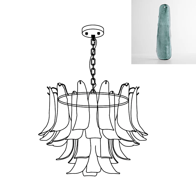 Elegant Glass Leaf Chandelier - Adjustable Height, Energy Efficient Li