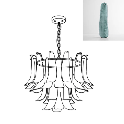 Elegant Glass Leaf Chandelier - Adjustable Height, Energy Efficient Li