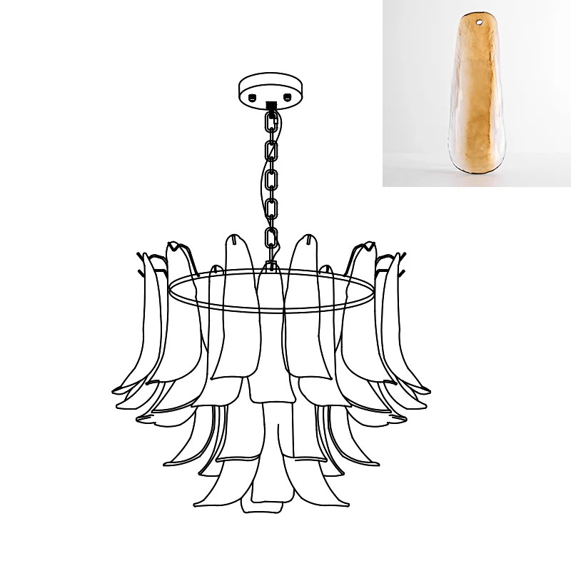 Elegant Glass Leaf Chandelier - Adjustable Height, Energy Efficient Li