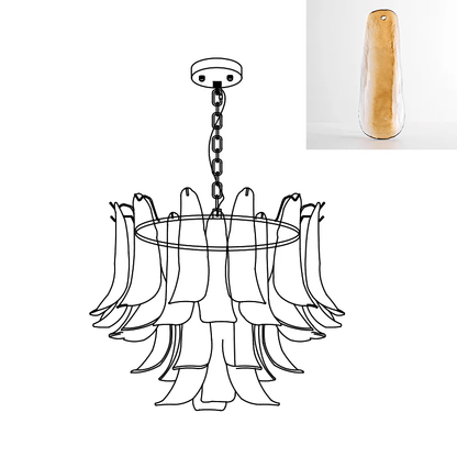 Elegant Glass Leaf Chandelier - Adjustable Height, Energy Efficient Li