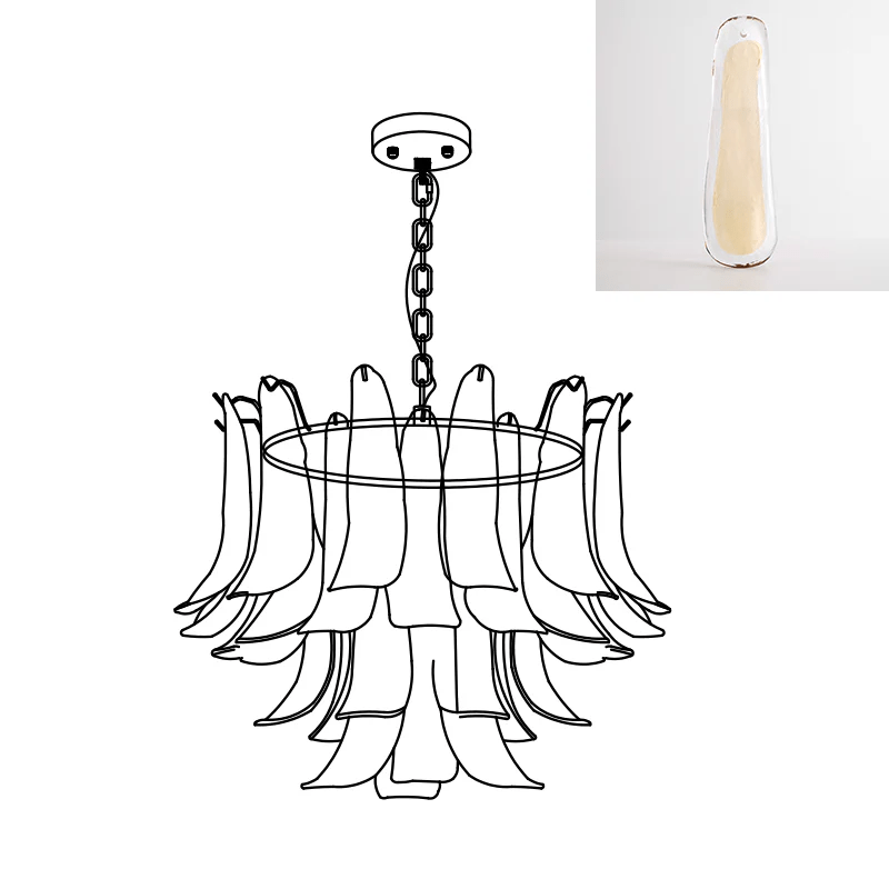 Elegant Glass Leaf Chandelier - Adjustable Height, Energy Efficient Li