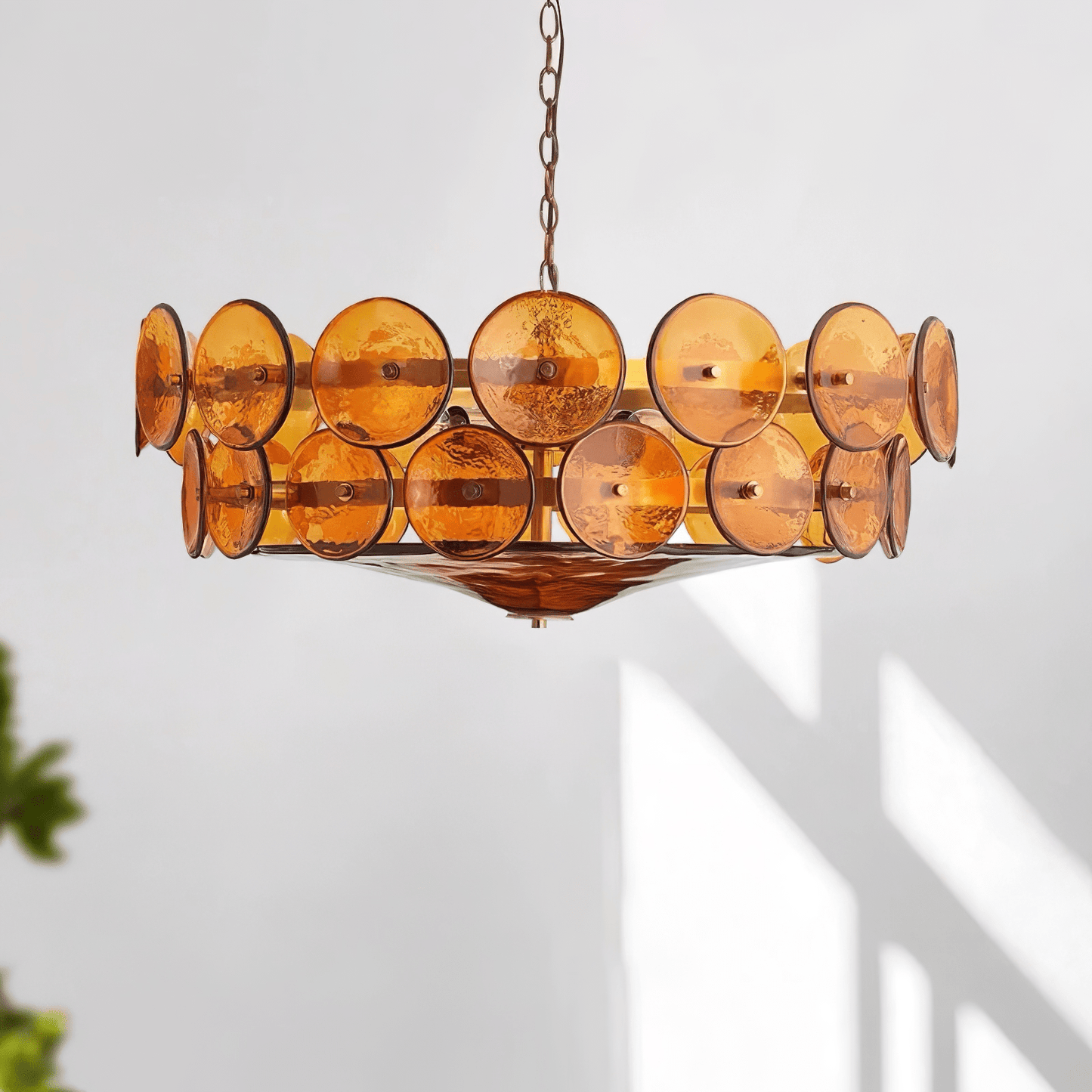 Solaris Disc Glass Chandelier - Modern Design, Adjustable Height, LED