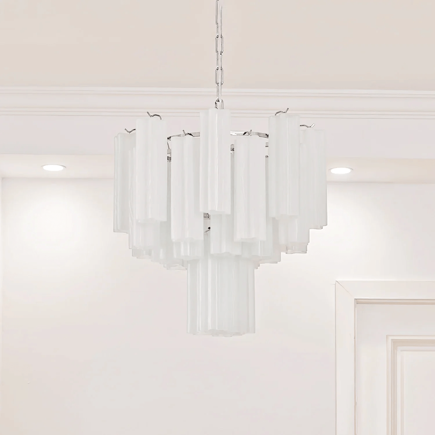 Frosted Glass Tubes Chandelier - Modern Design with Adjustable Height