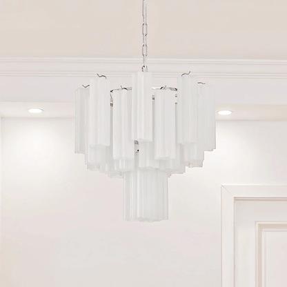 Frosted Glass Tubes Chandelier - Modern Design with Adjustable Height