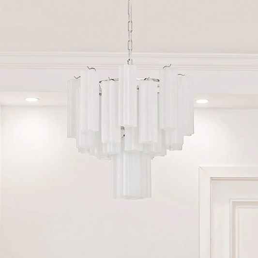 Frosted Glass Tubes Chandelier - Modern Design with Adjustable Height