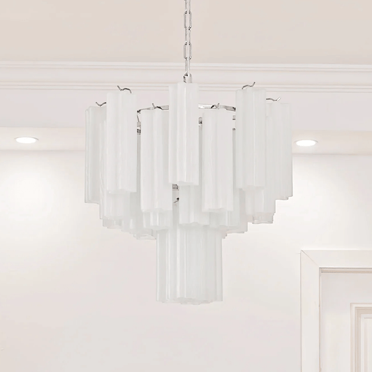 Frosted Glass Tubes Chandelier - Modern Design with Adjustable Height