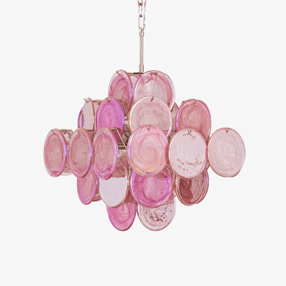 Aurelia Pink Glass Chandelier - Elegant Design with Adjustable Height