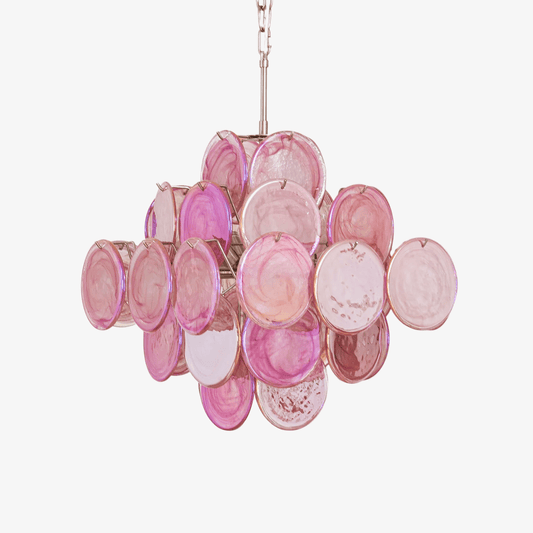 Aurelia Pink Glass Chandelier - Elegant Design with Adjustable Height