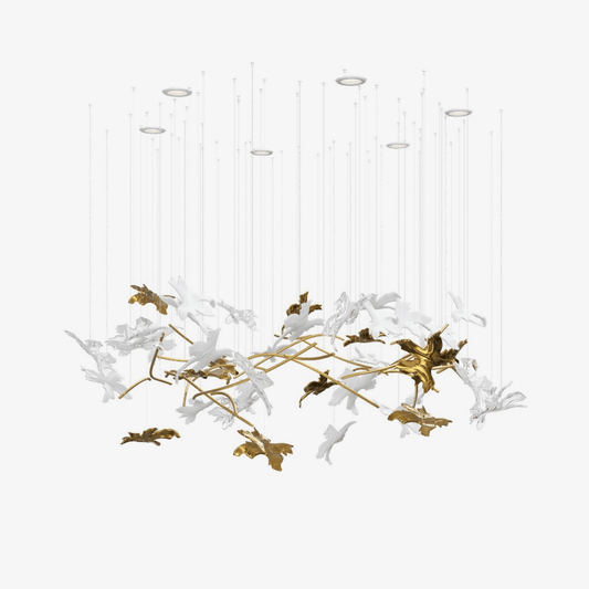Vine Chandelier - Elegant Design with Adjustable Height & LED Compatib