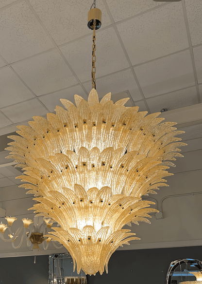 Elegant Glass Palmette Chandelier with Dimmable LED Lights
