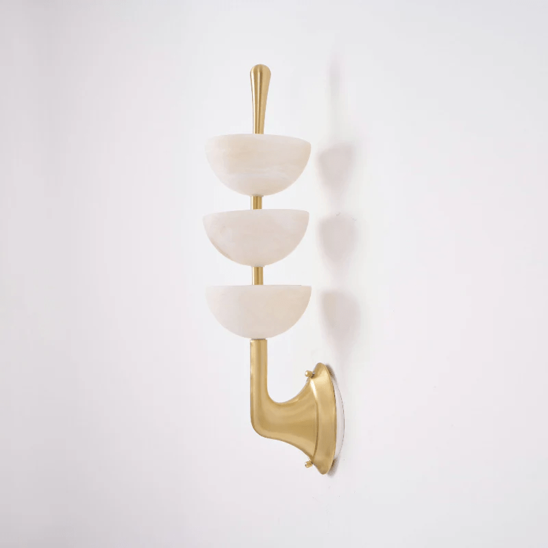 Triple Alabaster Wall Sconce - Elegant Lighting with Adjustable Bright