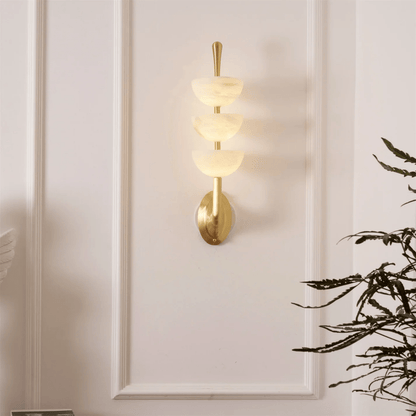Triple Alabaster Wall Sconce - Elegant Lighting with Adjustable Bright
