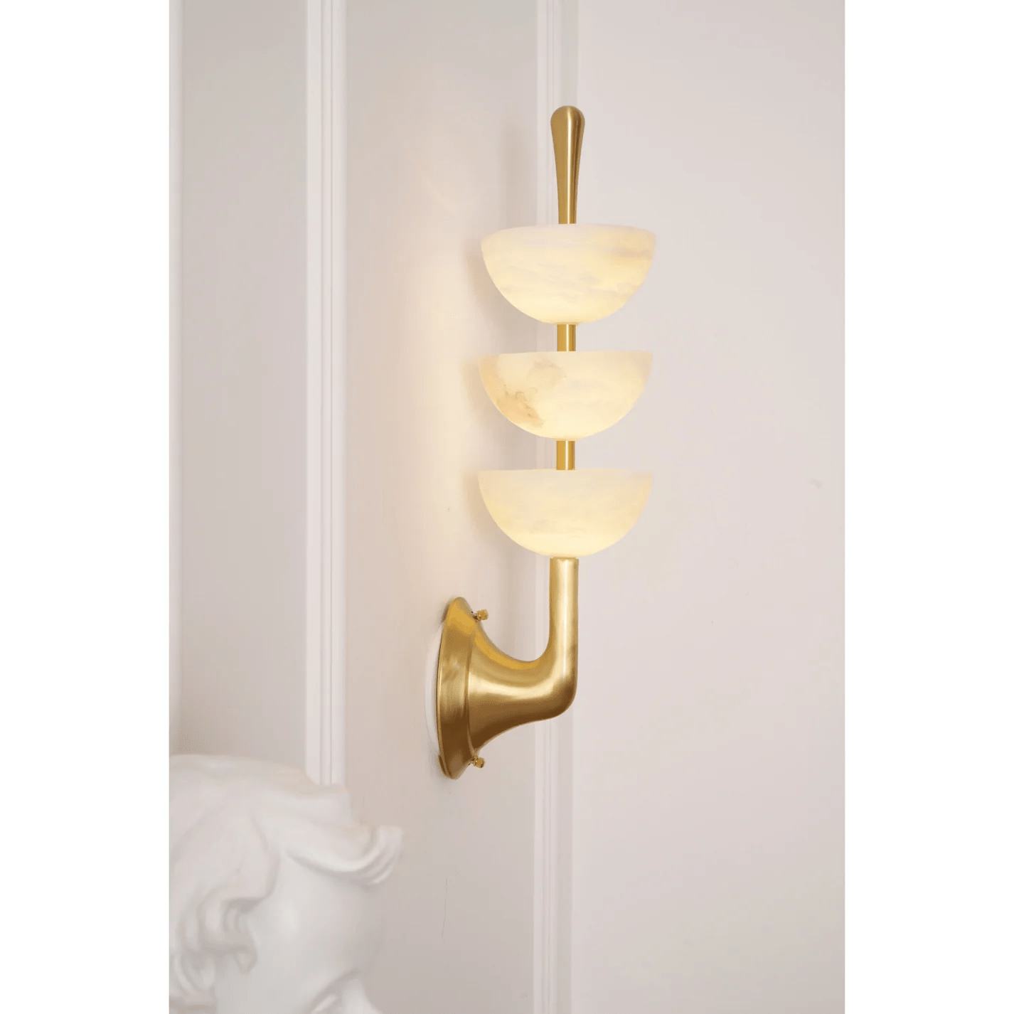 Triple Alabaster Wall Sconce - Elegant Lighting with Adjustable Bright
