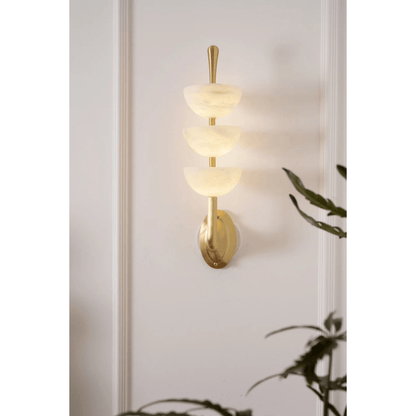 Triple Alabaster Wall Sconce - Elegant Lighting with Adjustable Bright