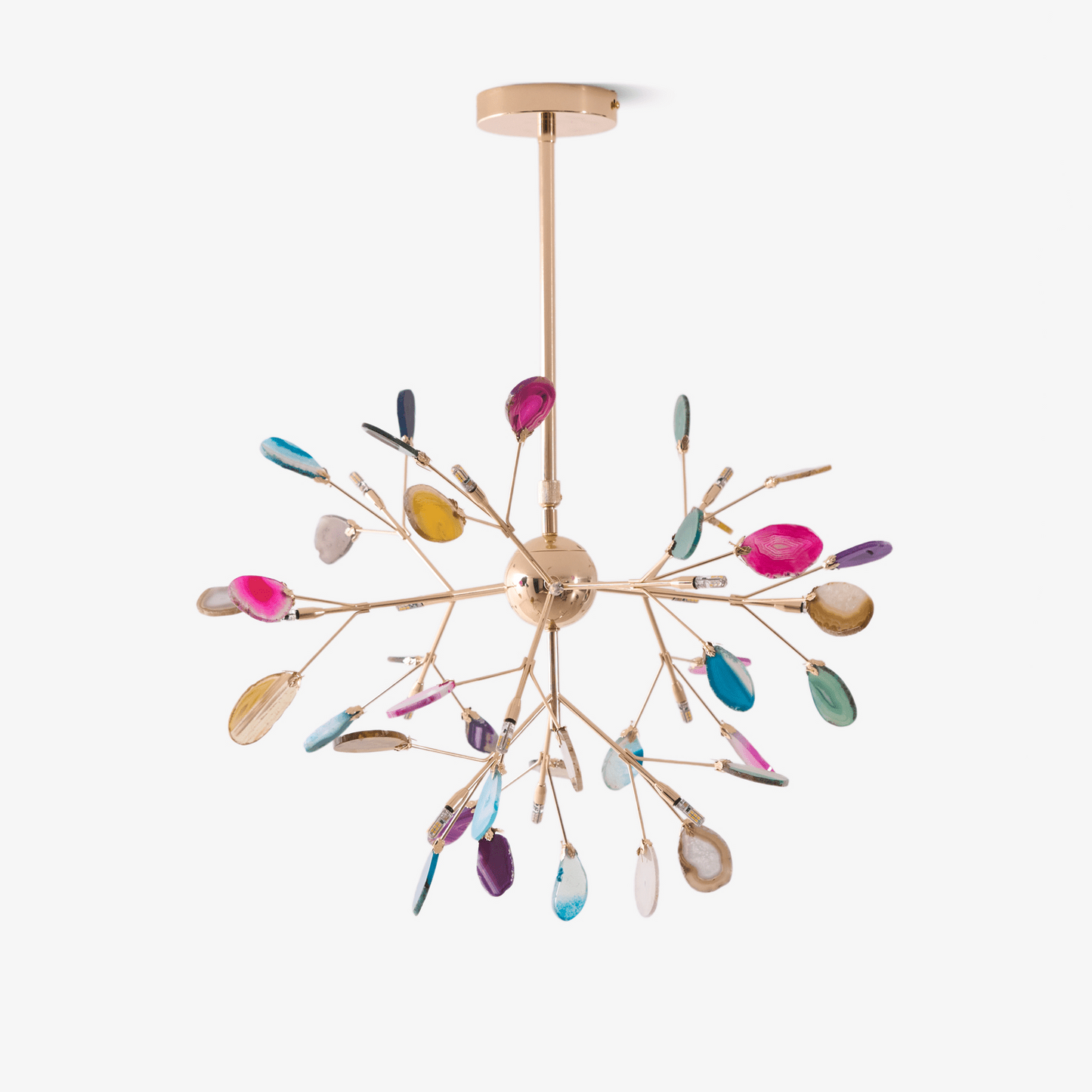 Elegant Agate Flake Chandelier with Adjustable Height & Soft Lighting