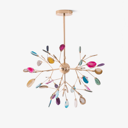 Elegant Agate Flake Chandelier with Adjustable Height & Soft Lighting