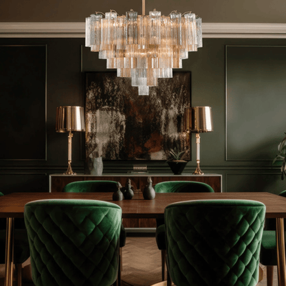 Elegant Virella Glass Chandelier - Crystal Accents & Adjustable Height