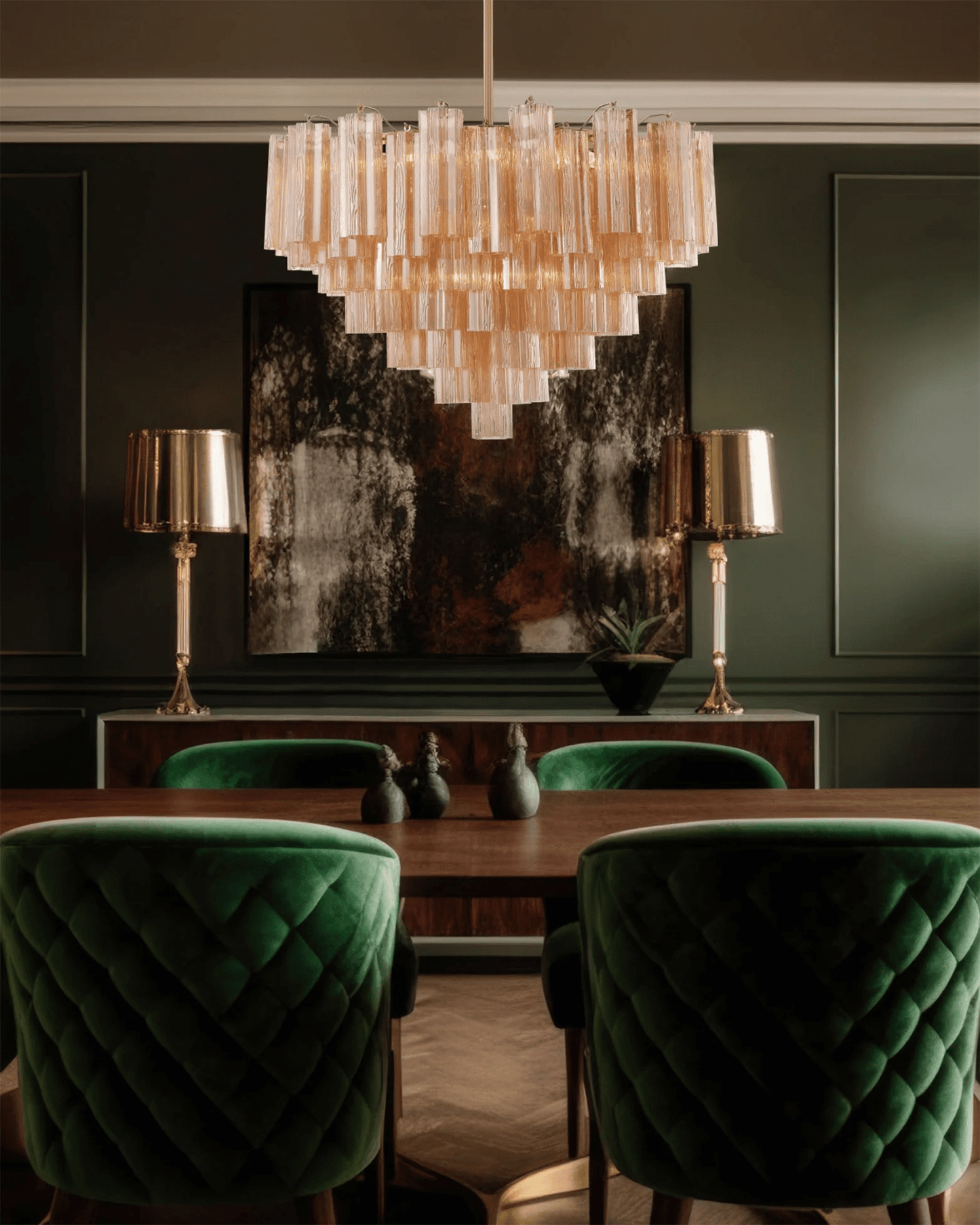 Elegant Virella Glass Chandelier - Crystal Accents & Adjustable Height