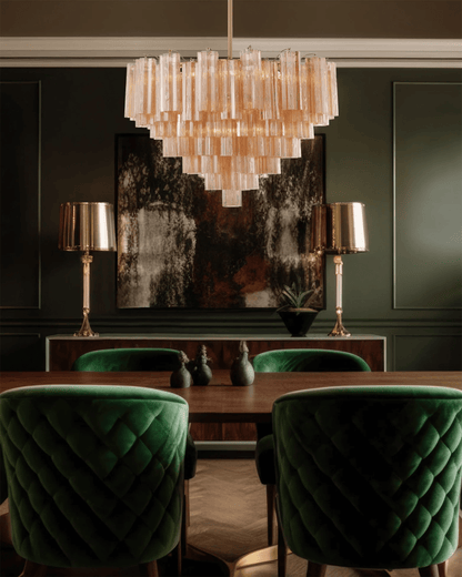 Elegant Virella Glass Chandelier - Crystal Accents & Adjustable Height