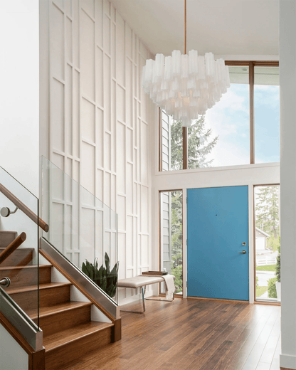 Elegant Virella Glass Chandelier - Crystal Accents & Adjustable Height