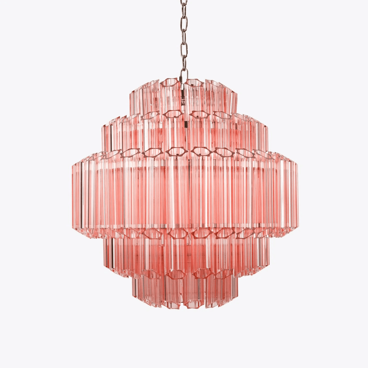 Elegant Pink Palermo Glass Chandelier with Adjustable Height & Crystal