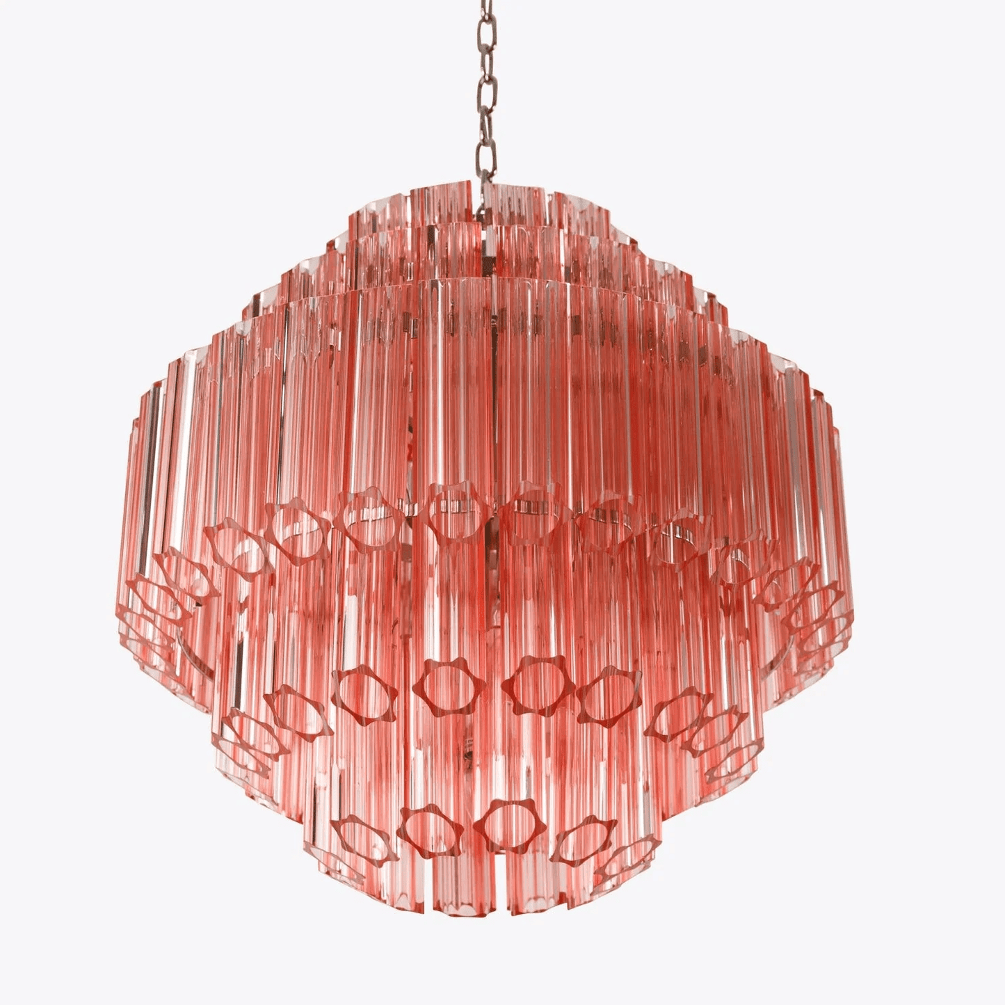Elegant Pink Palermo Glass Chandelier with Adjustable Height & Crystal