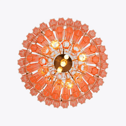 Elegant Pink Palermo Glass Chandelier with Adjustable Height & Crystal