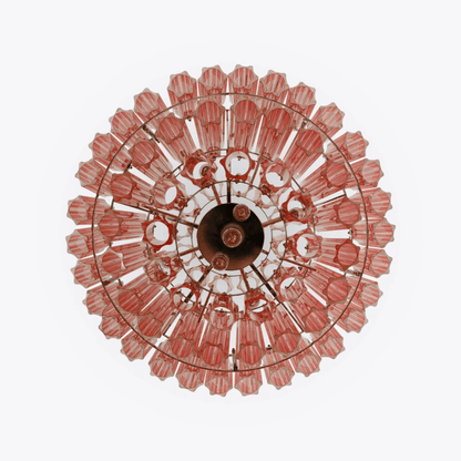 Elegant Pink Palermo Glass Chandelier with Adjustable Height & Crystal