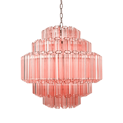 Elegant Pink Palermo Glass Chandelier with Adjustable Height & Crystal