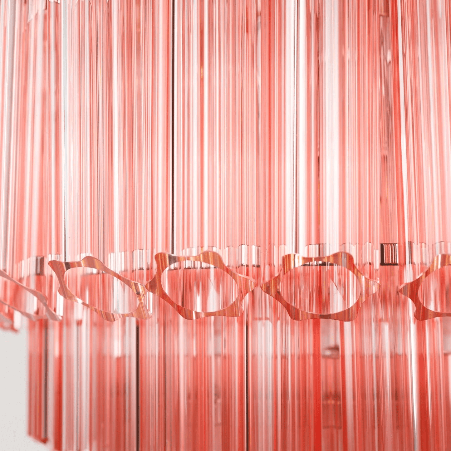 Elegant Pink Palermo Glass Chandelier with Adjustable Height & Crystal
