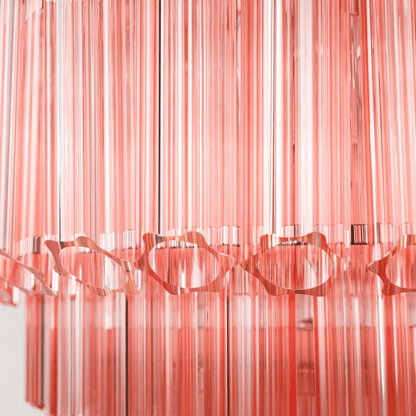 Elegant Pink Palermo Glass Chandelier with Adjustable Height & Crystal
