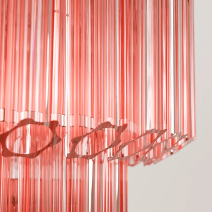Elegant Pink Palermo Glass Chandelier with Adjustable Height & Crystal