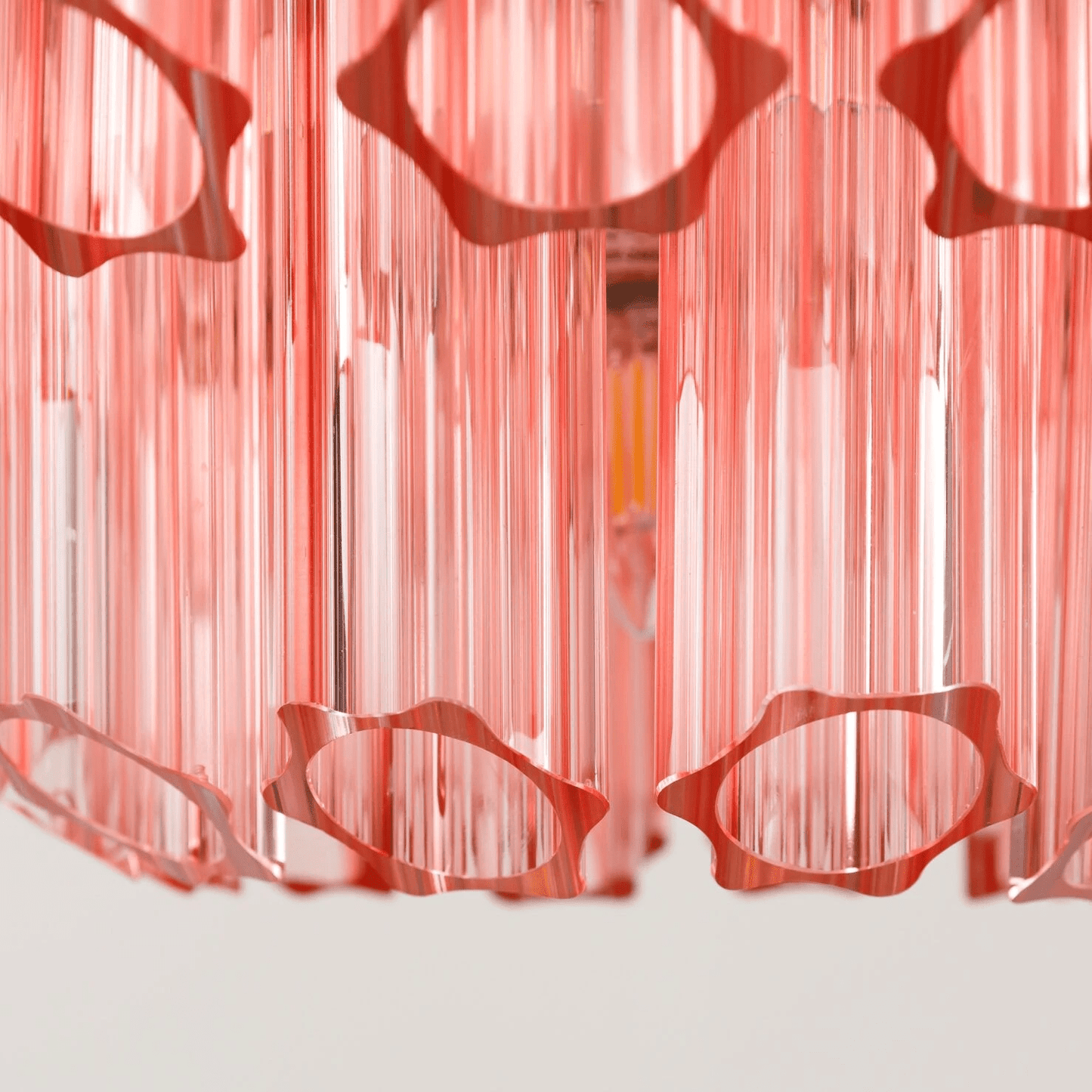 Elegant Pink Palermo Glass Chandelier with Adjustable Height & Crystal