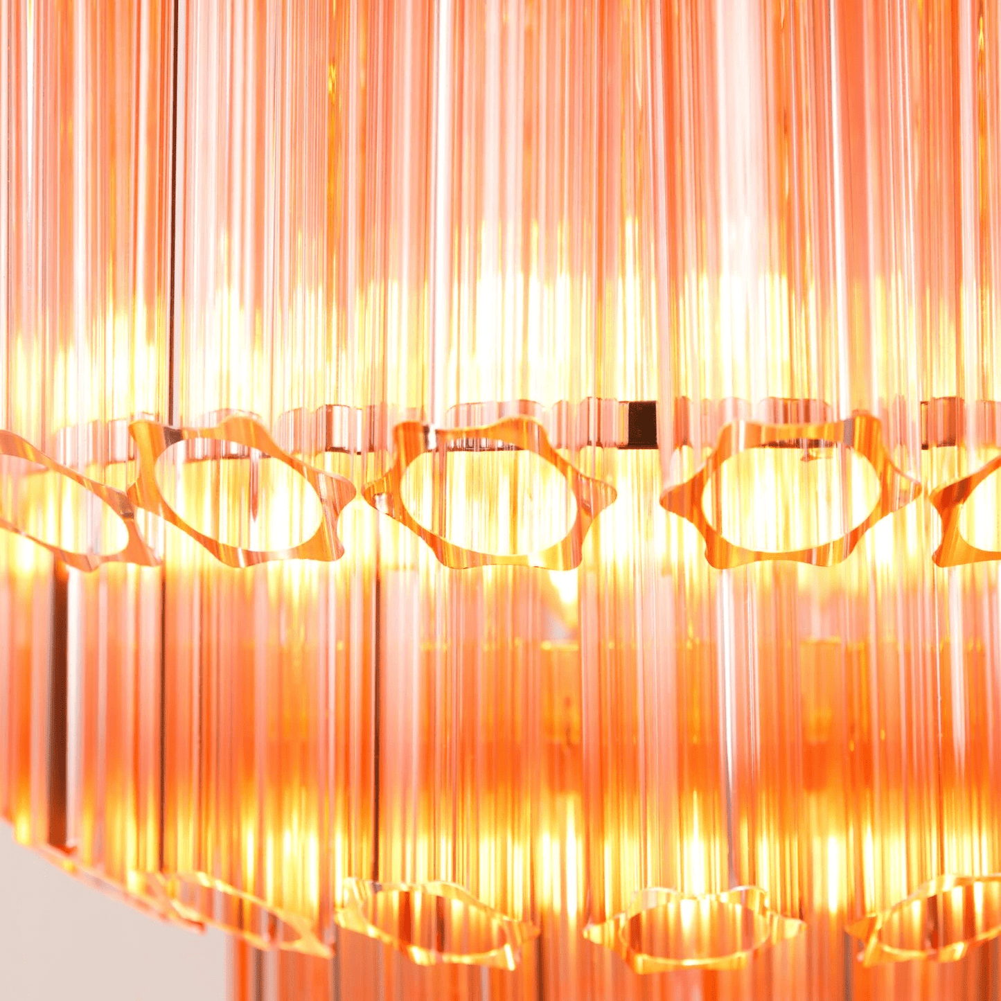 Elegant Pink Palermo Glass Chandelier with Adjustable Height & Crystal