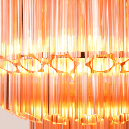 Elegant Pink Palermo Glass Chandelier with Adjustable Height & Crystal