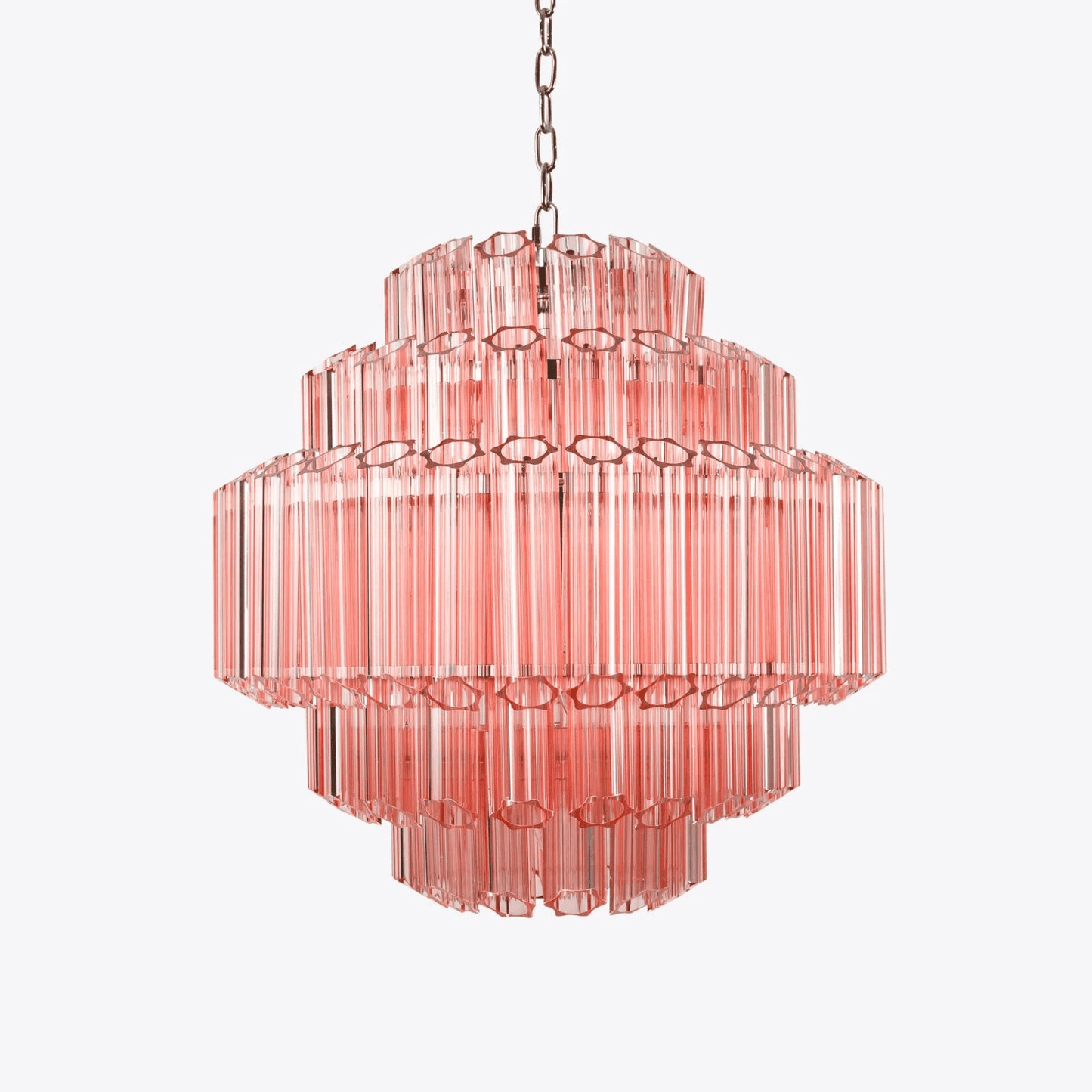 Elegant Pink Palermo Glass Chandelier with Adjustable Height & Crystal