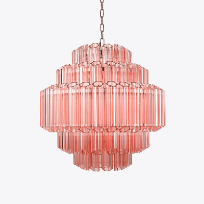 Elegant Pink Palermo Glass Chandelier with Adjustable Height & Crystal