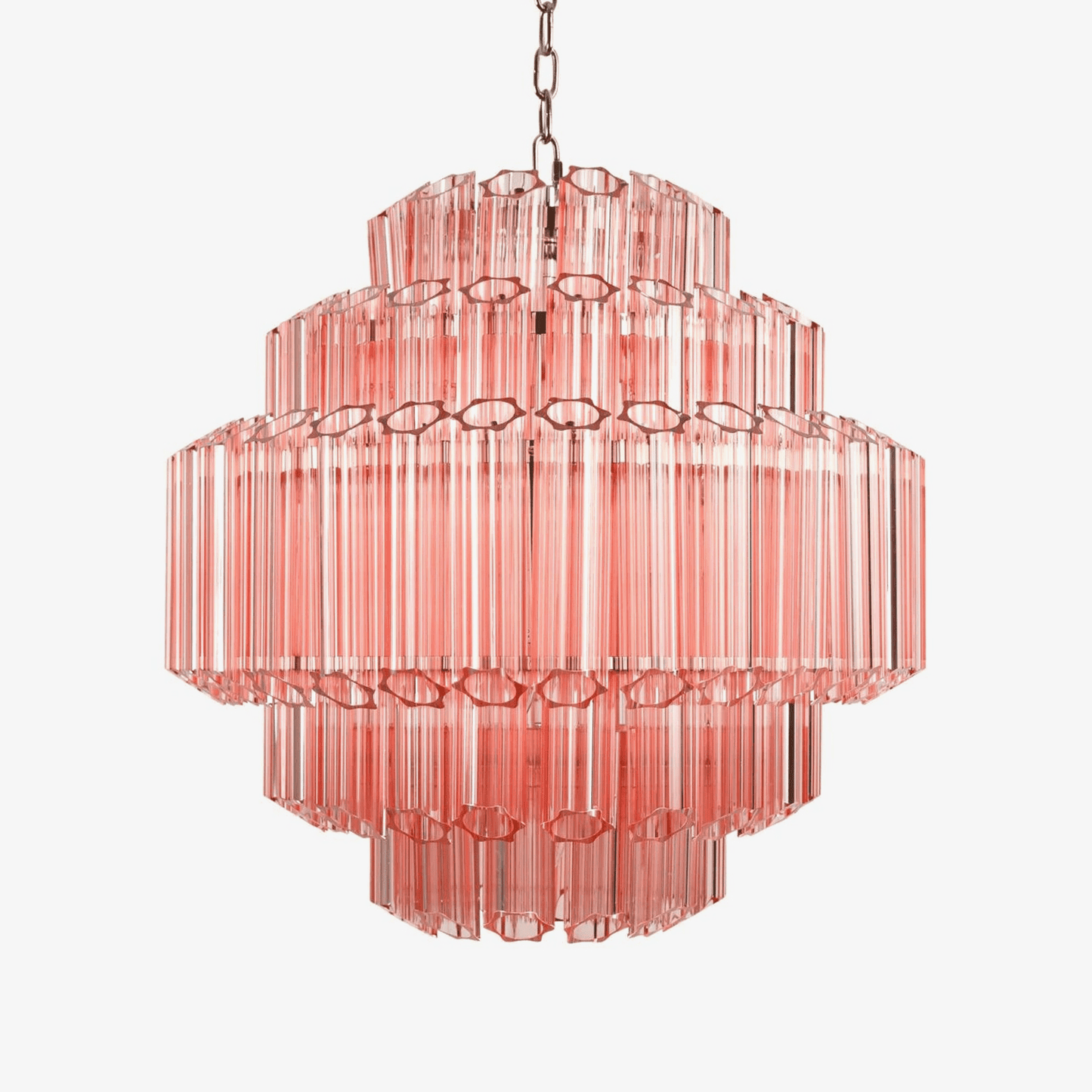 Elegant Pink Palermo Glass Chandelier with Adjustable Height & Crystal